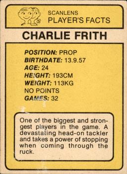 1981 Scanlens #45 Charlie Frith Back